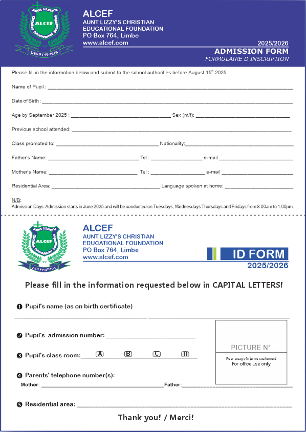 Admission Form – Monolingual